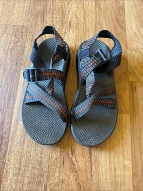 Chaco Gray Trail Sandals with Orange Accent Webbing